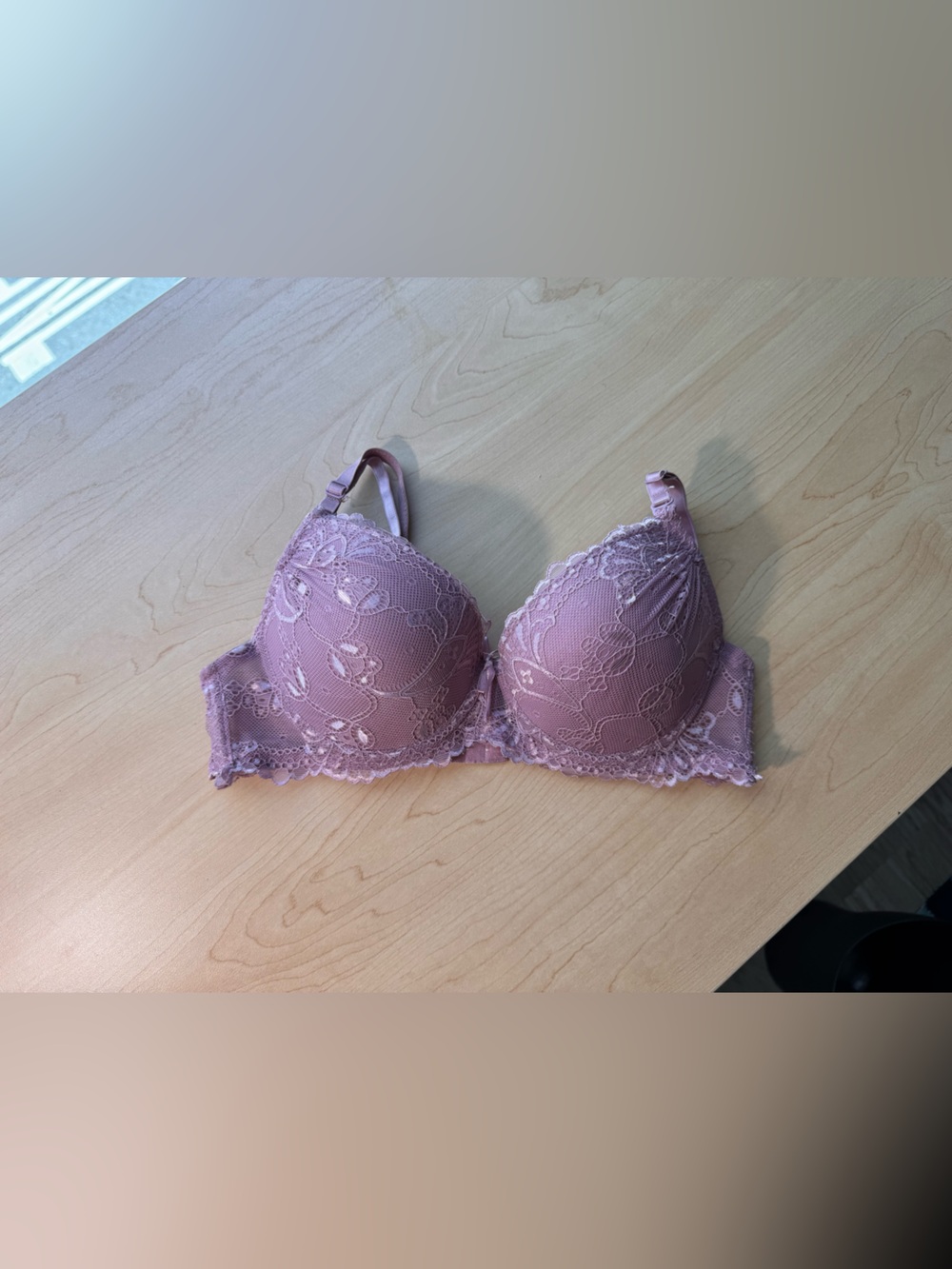 Parisian Works Lace Balconette Bra in Mauve Pink